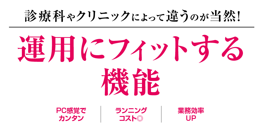 診療科やクリニックによって違うのが当然！運用にフィットする機能